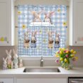 thumbnail image 2 of Happy Easter Gnome Swag Curtains Valance & Tier Set, Rabbit Ear Color Eggs Daisy Flower Blue Plaid 3 Pcs Set Kitchen Swag Valances and Tiers 24 Inch Length Rod Pocket Curtain Drapes for Bedroom, 2 of 9