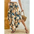 thumbnail image 2 of QINCAO Womens High Waist Smocked Bohemian Long Skirt Elegant Chic Skirt with Belt S-XXL, 2 of 4