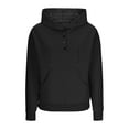 thumbnail image 5 of JGGSPWM Women's Hoodies Casual Long Sleeve Quilted Half Button Drop Shoulder Pullover Tops Loose Drawstring Hooded Sweatshirt Black XXL, 5 of 7