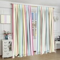 thumbnail image 2 of Stripe Curtains for Kids Room Decor, Striped Vertical Pastel Colorful Rainbow Pattern Window Treatments, Rod Pocket Thermal Insulation Drapes for Bedroom Living Room 53"W x 63"L (Pack of 2), 2 of 6
