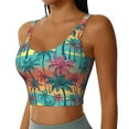 thumbnail image 2 of Lsque Soutien-Gorge de Sport Imprimé Palmiers Hawaii pour Femmes, Compression, Évacuation de l'Humidité, Soutien-Gorge de Sport à Fort Impact pour Femmes, Soutien-Gorge de Sport TG, 2 of 8