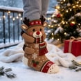 thumbnail image 5 of 3D Hugging Christmas Socks, Cute Knit Holiday Socks, Soft Stretchy Adult Winter Socks, Cozy Hand Crocheted Novelty Socks for Holiday Party Home Wear, 5 of 7
