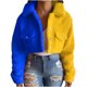 thumbnail image 1 of Abrigo corto de lana para mujer, chaqueta cálida de invierno de manga larga con bloques de color, Tops Pompotops qwe16939, 1 of 6