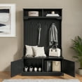 thumbnail image 3 of BizChair Double Door Coat Rack Storage Bench Wide Hall Tree, 3 of 14