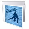 3dRose Baseball Player Themed Blue Sports Silhouette Shortstop Position - Greeting Card, 6 by 6-inch