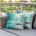 thumbnail image 5 of Pack of 2 Outdoor Pillow Covers 24x24 Inch Waterproof Ocean Shark Throw Pillow Covers,Decorative Couch Pillow Shams Protectors Teal Green Wave Summer Beach Coastal Patio Pillowcases Cushion Covers, 5 of 8
