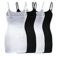 thumbnail image 2 of ShezPretty Womens & Juniors Basic Solid Long Length Adjustable Spaghetti Strap Camisole Tank Top (4PK - 2XLarge, White/Black/White/Black), 2 of 5