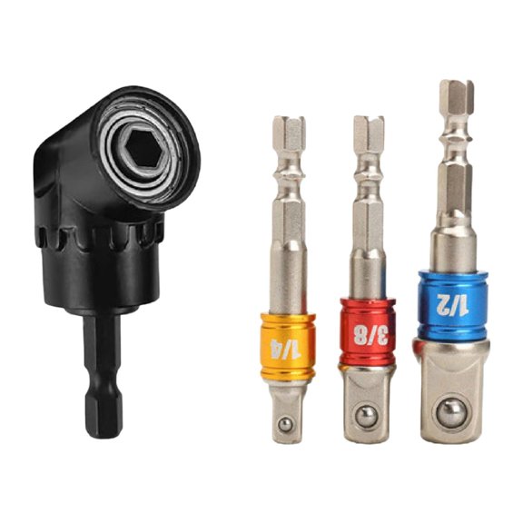 Juego de adaptadores de vaso hexagonal de 1/4", 3/8" y 1/2" para llaves manuales de carpintería Negro