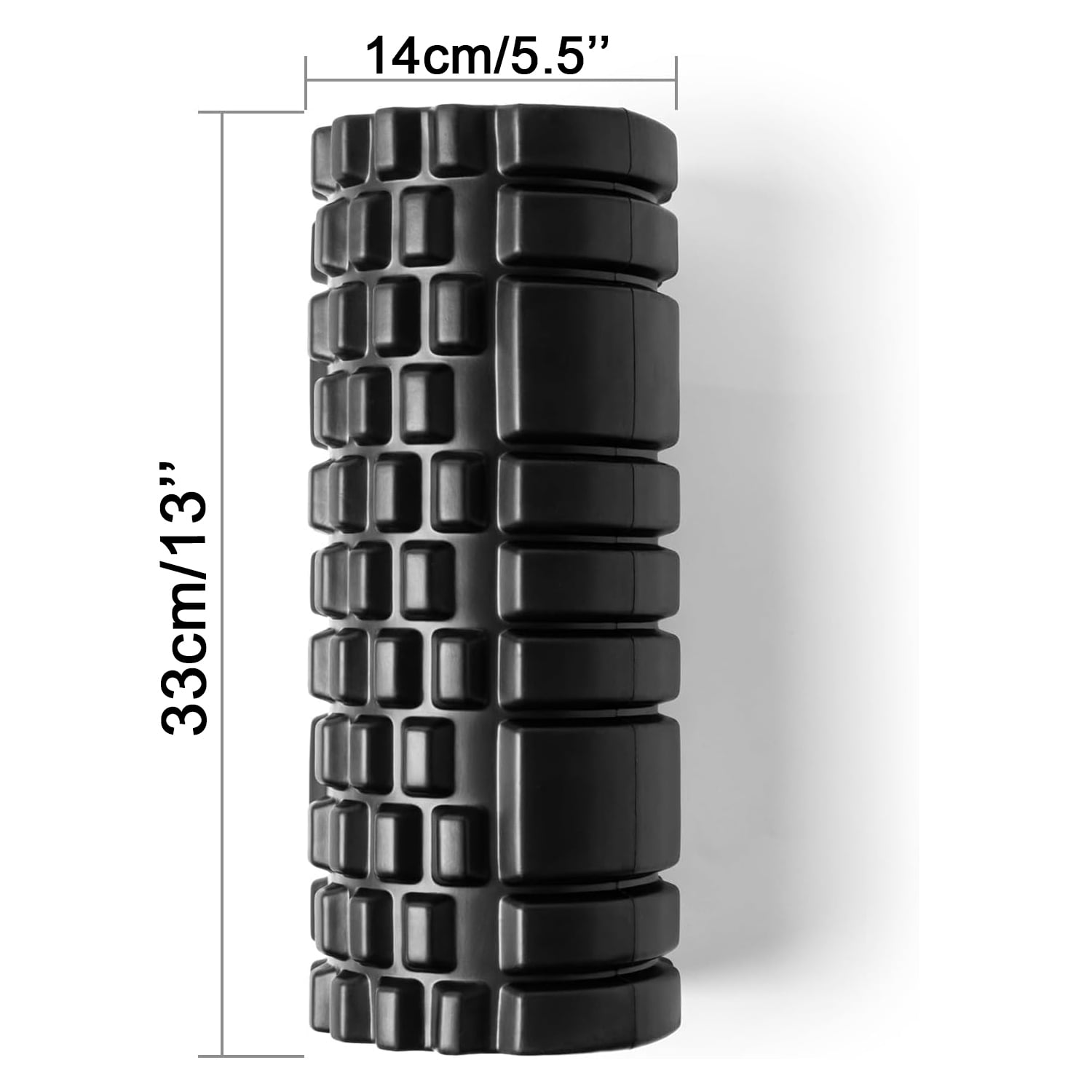 FIXPARTS Strong Foam Roller,13×5.5" Pilates Back Roller for Back and Leg Pain,Muscle,Kinks（Black）