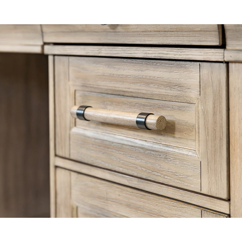 Traditional Wood Executive Desk Storage Office Credenza Fully Assembled Brown