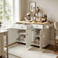 thumbnail image 3 of Homy Casa Rolling Kitchen Island Cart with Wood Top 3 Drawers & Cabinets, Mobile Storage for Kitchen, 3 of 9