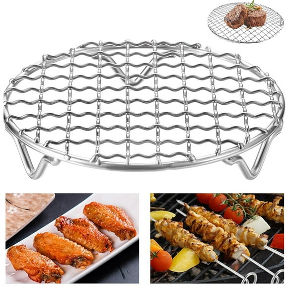 Tutuviw Cooling Rack with Legs Dia 5" Round Stainless Steel Cross Wire Barbecue Carbon Baking Net,Steaming Rack with Legs,Grill Pan Grate for Instant Pot/Pressure Cooker/Oven