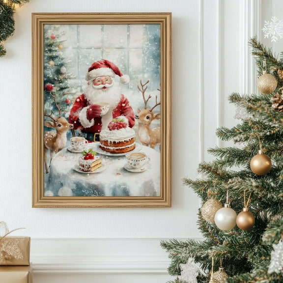 Vintage Christmas Santa Printable, Santa Claus Wall Art, Winter Holiday Decor, Christmas Art Print, Santa Portrait, 12x18 UNFRAMED