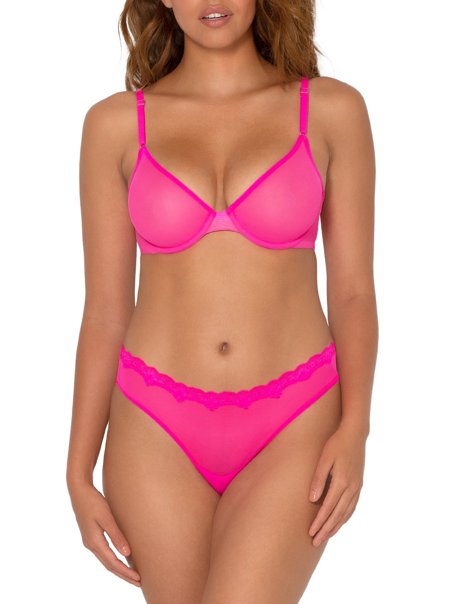 Smart & Sexy Women's Sheer Mesh Demi Underwire Bra, Single and 2-Pack