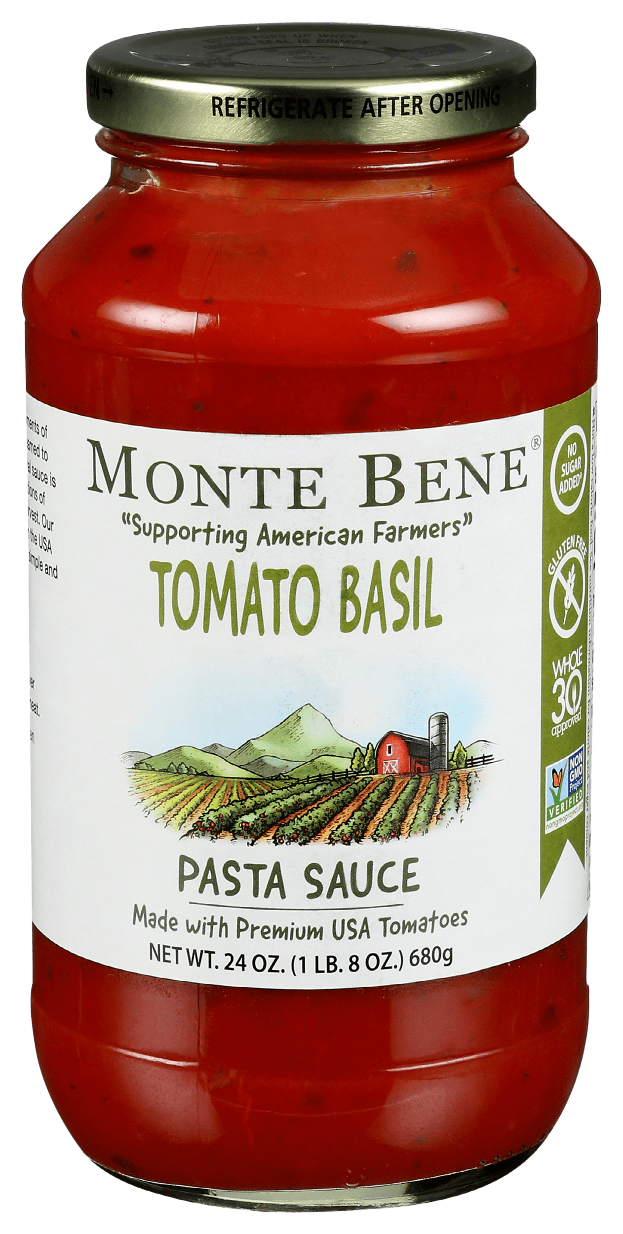 Monte Bene Pasta Sauce Tomato Basil, 24 Fl Oz