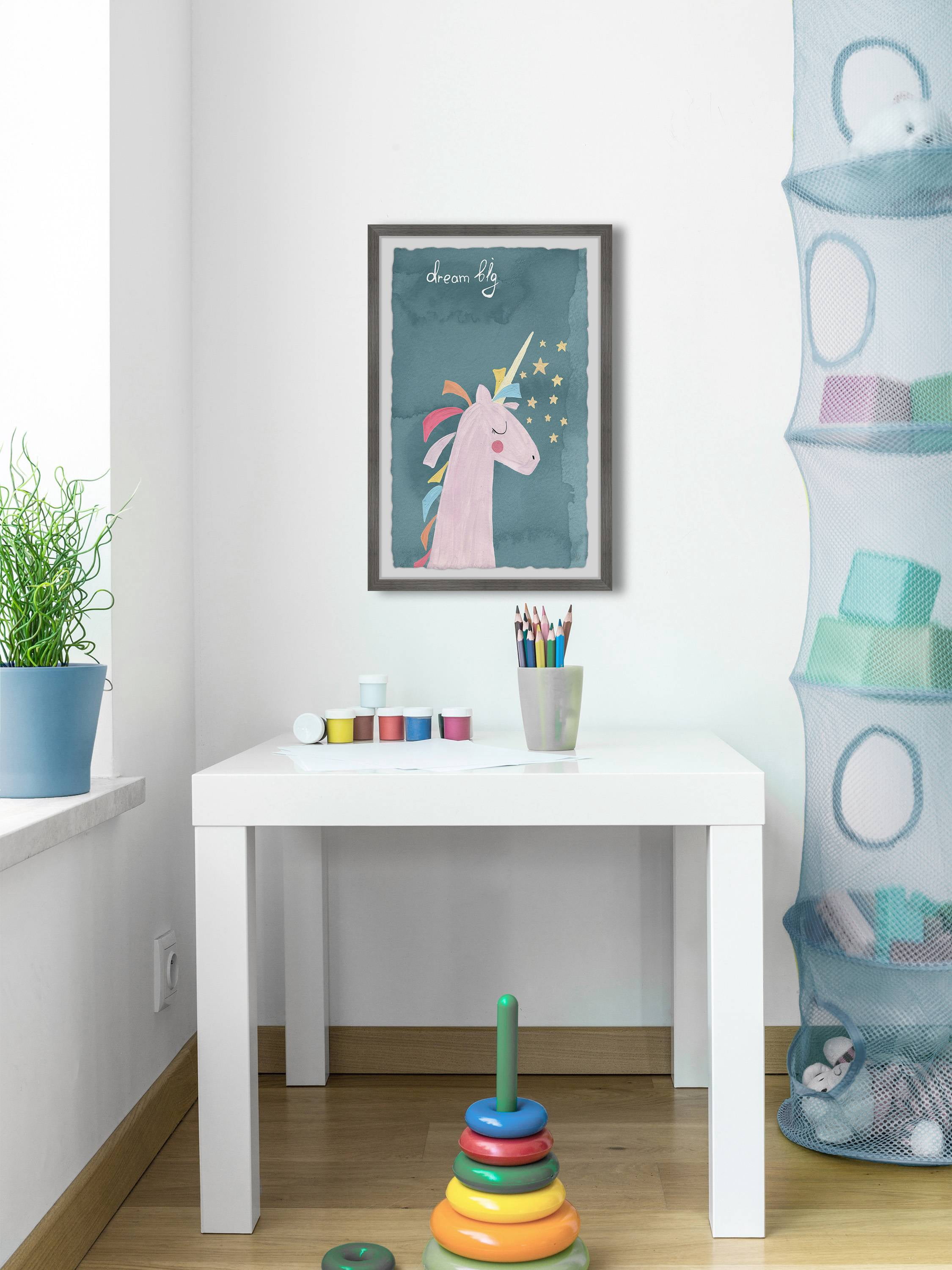 Marmont Hill Dream Big Unicorn Framed Wall Art