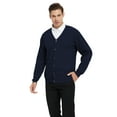 thumbnail image 6 of Toptie 2 Pack Window Clerk Sweater Cardigan For Men, Work Uniform Cotton V-Neck Sweater Cardigan-Black Navy-L, 6 of 7