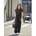 thumbnail image 3 of Arshiner Girls 2 Piece Outfits Summer Clothes Short Sleeve Crewneck Tops Wide Leg Pants Trendy Clothing Sets, 3 of 6