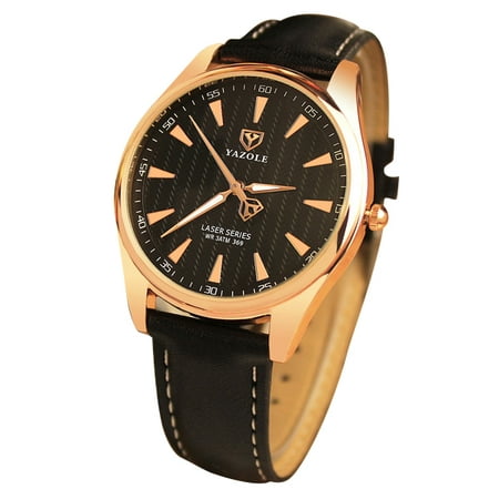 YAZOLE 369 Leather Watch Fashion Top Brand Round Dial Man luminous Needle Classic