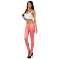 thumbnail image 2 of Sakkas Footless Ultra Slim Fit Matte Liquid Wet Look Leggings - Coral - Medium, 2 of 5