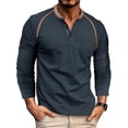 thumbnail image 2 of Clothing Henley T Shirts for Men Long Sleeve Button Henley T-Shirts Fashion Casual Button Solid Color T Shirt Top Casual Basic Tops, 2 of 6