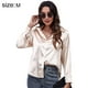 thumbnail image 2 of Camisa de manga larga con botones de seda de imitación de satén para mujer Top de blusa de trabajo formal - Champán Zhivalor BST2002493-2, 2 of 6