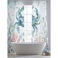 thumbnail image 5 of Turquoise Carbs Coastal Sheer Curtains 96 Inch Length 2 Panels Set Window Treatments, Nautical Summer Beach Coral Jellyfish Rod Pocket Semi Curtains for Living Room/Bedroom/Kitchen, 104"W x 96"L, 5 of 7