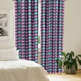thumbnail image 2 of Ambesonne Xmas Curtains, Floral Circles Vertical Border, Pair of 28"x84", Dark Blue Teal Pink, 2 of 5