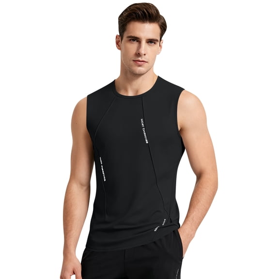 OIOLOYJM Men's Mesh Tank Tops Quick Dry Biking Sleeveless Lightweight Muscle Jersey Tanks Breathable Lounge Gym Workout Sports Vest Black L