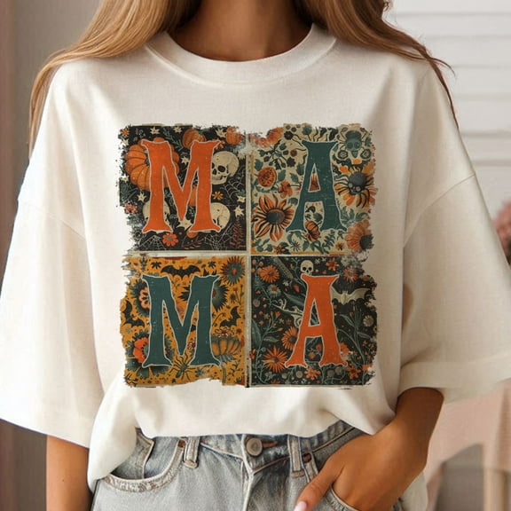 Halloween Mama Shirt, Halloween Shirts, Spooky Mama Shirt, Retro Halloween Shirt, Spooky Season Tee, Momster Shirt, Fall Floral Shirt, Mombie Shirts, Flower Halloween T-Shirt