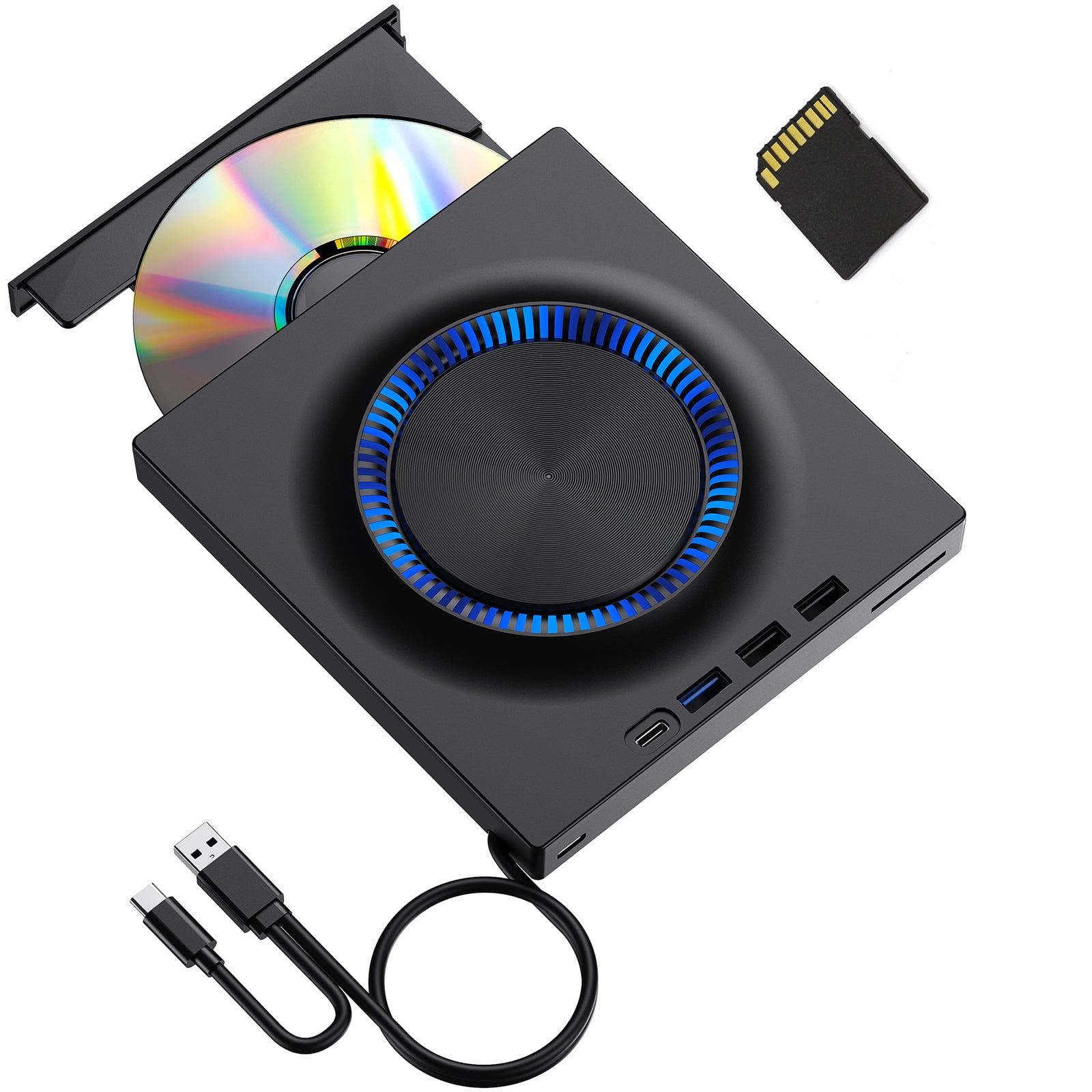 COOLHOOD Portable External Drive Burners With USB3.0 And Type C Connectivity 5Gbps Speed Compatible for Laptop Computer