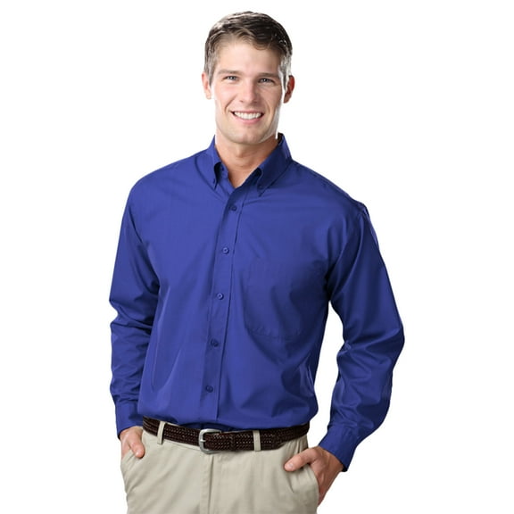 BlueGeneration Men'S L/S Light Weight Poplin Shirt - Royal Extra Large Solid