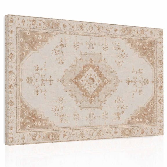 Boho Floral Motifs Canvas Print Wall Art Vintage Distressed Brown Flower Farmhouse Wall Decor Modern Artwork Paintings Pictures for Living Room Stretched and Framed Ready to Hang - 12" x 16"