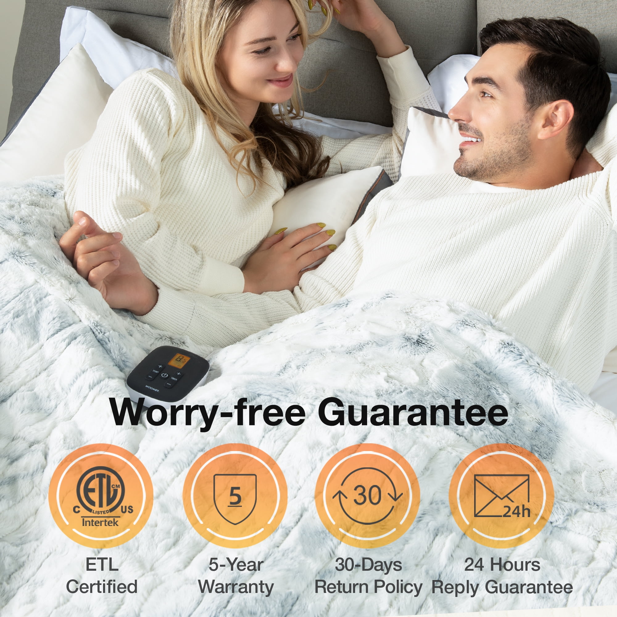 5 Year Warranty] WOOMER Electric Heated Throw Blanket, Soft Faux Fur Fast Heating  Blanket - Walmart.com