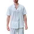 thumbnail image 2 of pstuiky camisetas de manga corta para hombre, Camisa informal de manga corta con cuello alto, cómoda y lisa para hombre ropa de hombre m, 2 of 3