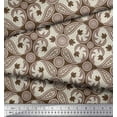 thumbnail image 2 of Soimoi Brown Heavy Canvas Fabric Paisleys Paisley Print Sewing Fabric BTY 58 Inch Wide, 2 of 3