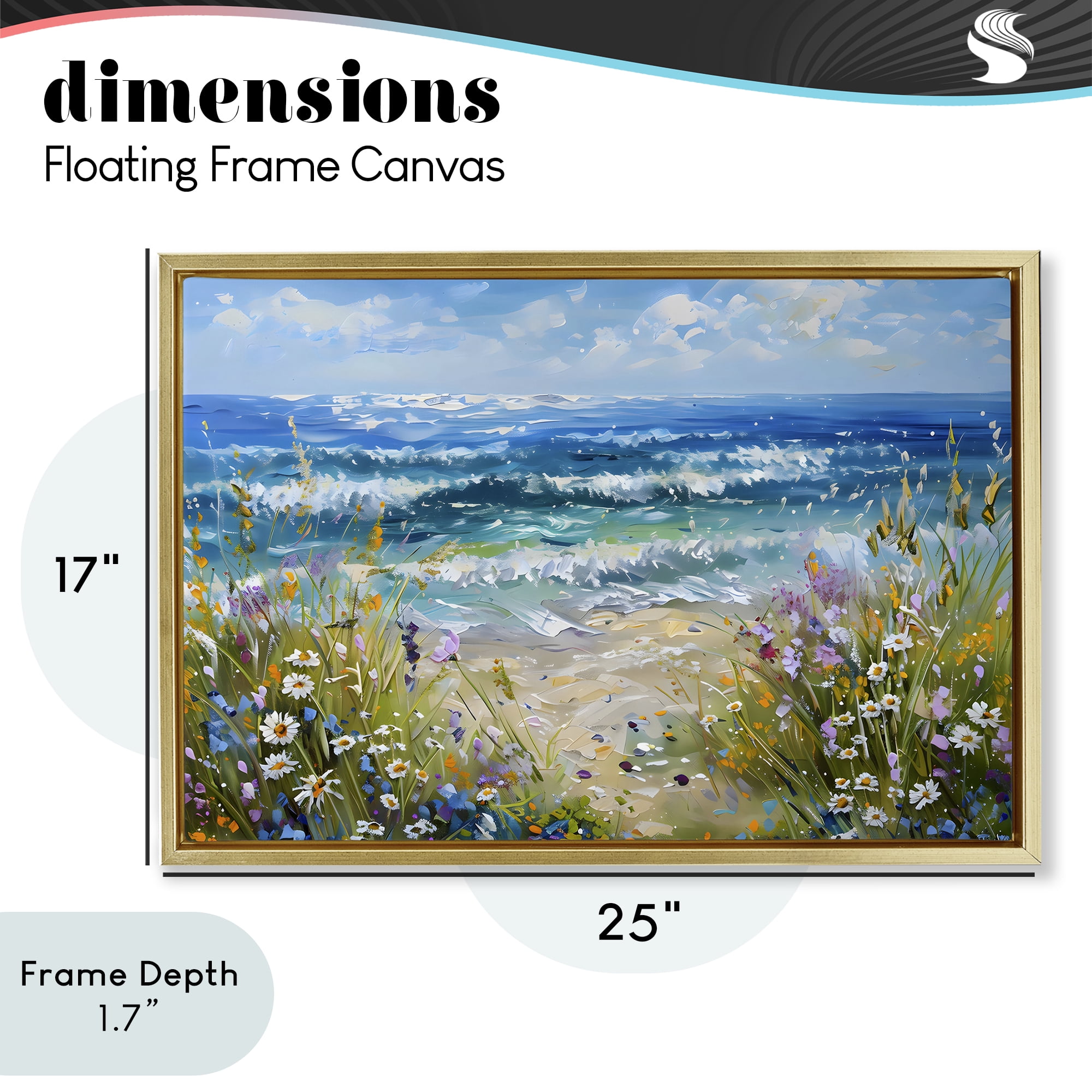 Stupell Industries Floral Beach Meadow by Ocean Gold Framed Floater Canvas Wall Art, design by Creative Studio