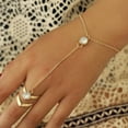 thumbnail image 2 of GKNET Gold Big Crystal Ring Bracelet for Women Wrist Chain Delicate Jewelry Hand Back ChaiF WY4, 2 of 9