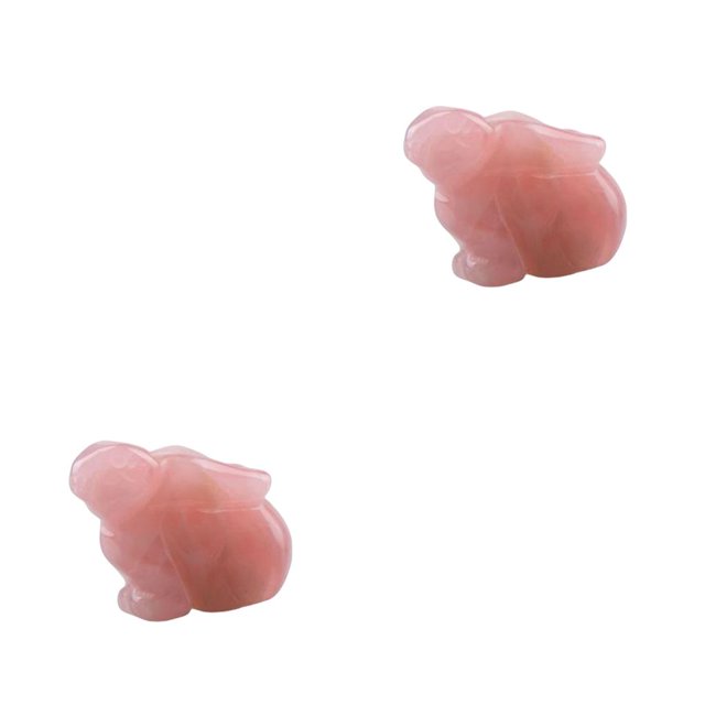 Naiovety Figuritas conejito Animal Dongling Jade tallada conejo animales ornamento lindo estatua regalo rosa Rosa 2piezas