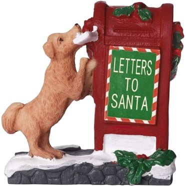 Christmas Village Accessories Santa's Mailbox Village Sets Home Collection Ornament Christmas Decoration Cute Resin Puppy for Christmas Festival