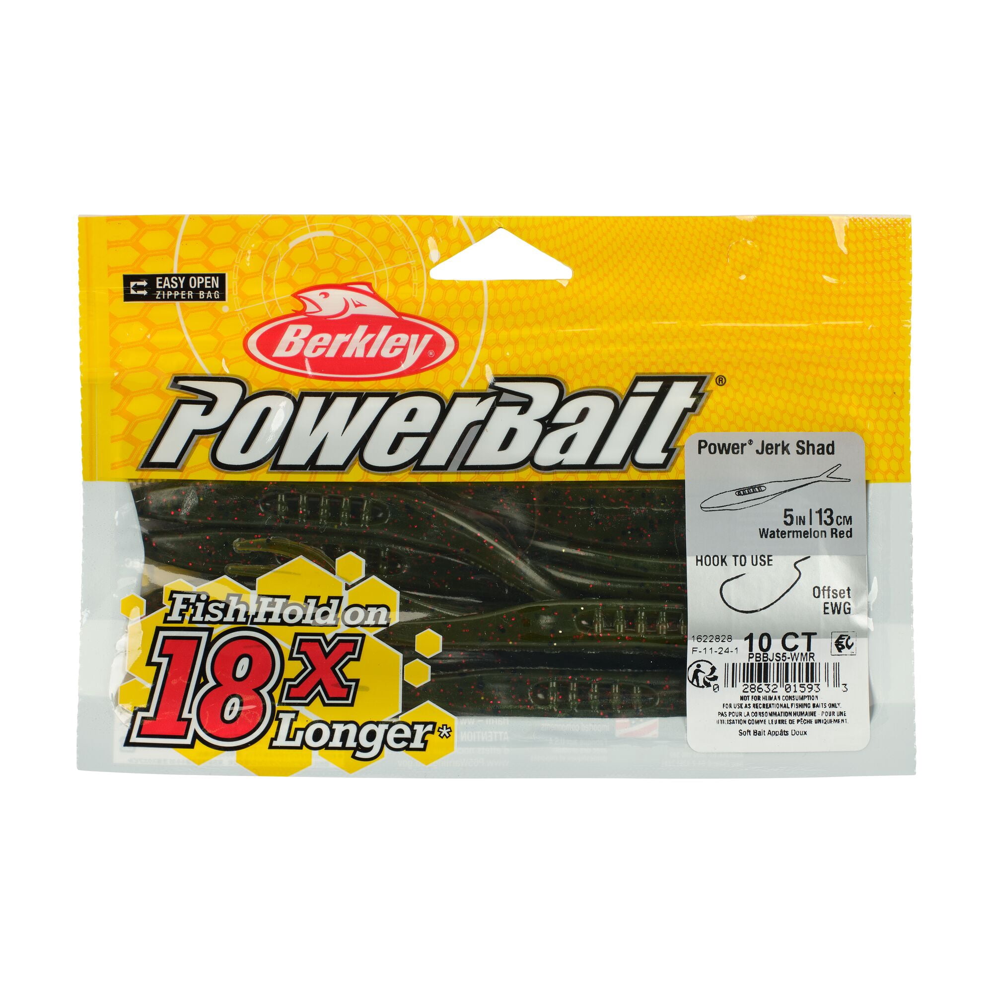 Berkley PowerBait® Power® Jerk Shad, 5 in, Minnows, Watermelon Red (10 Count)