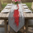 thumbnail image 6 of Red Cement Gray Table Runner Linen Burlap Table Runner 70 Inches Long Modern Abstract Art Red Dresser Scarves for Kitchen Island Coffee Dining Room Party Wedding Banquet Holiday Decoration 13"x70", 6 of 8