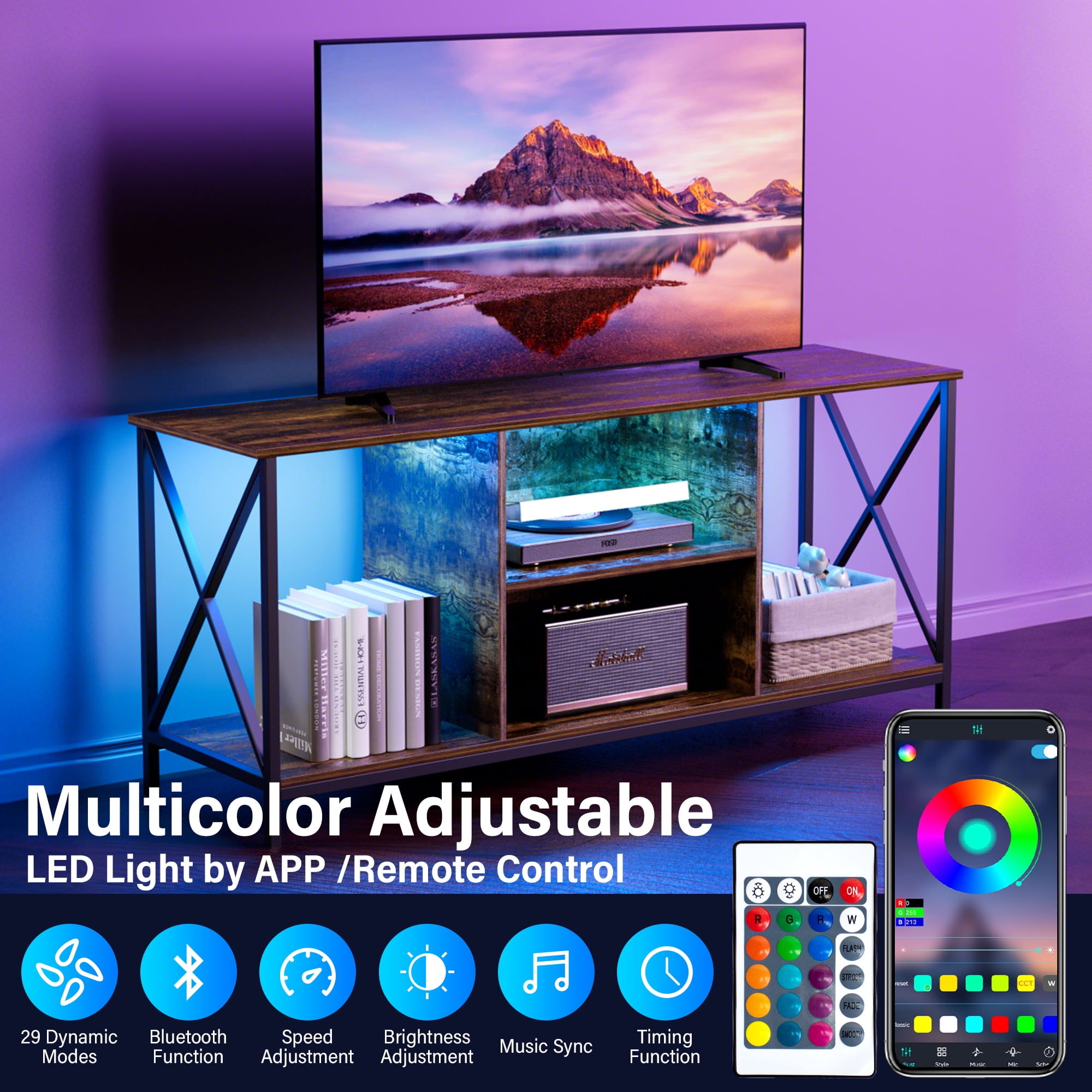 Dalattin 55 inch TV Stand for 60 65" Television, Entertainment Center TV Console for Living Room