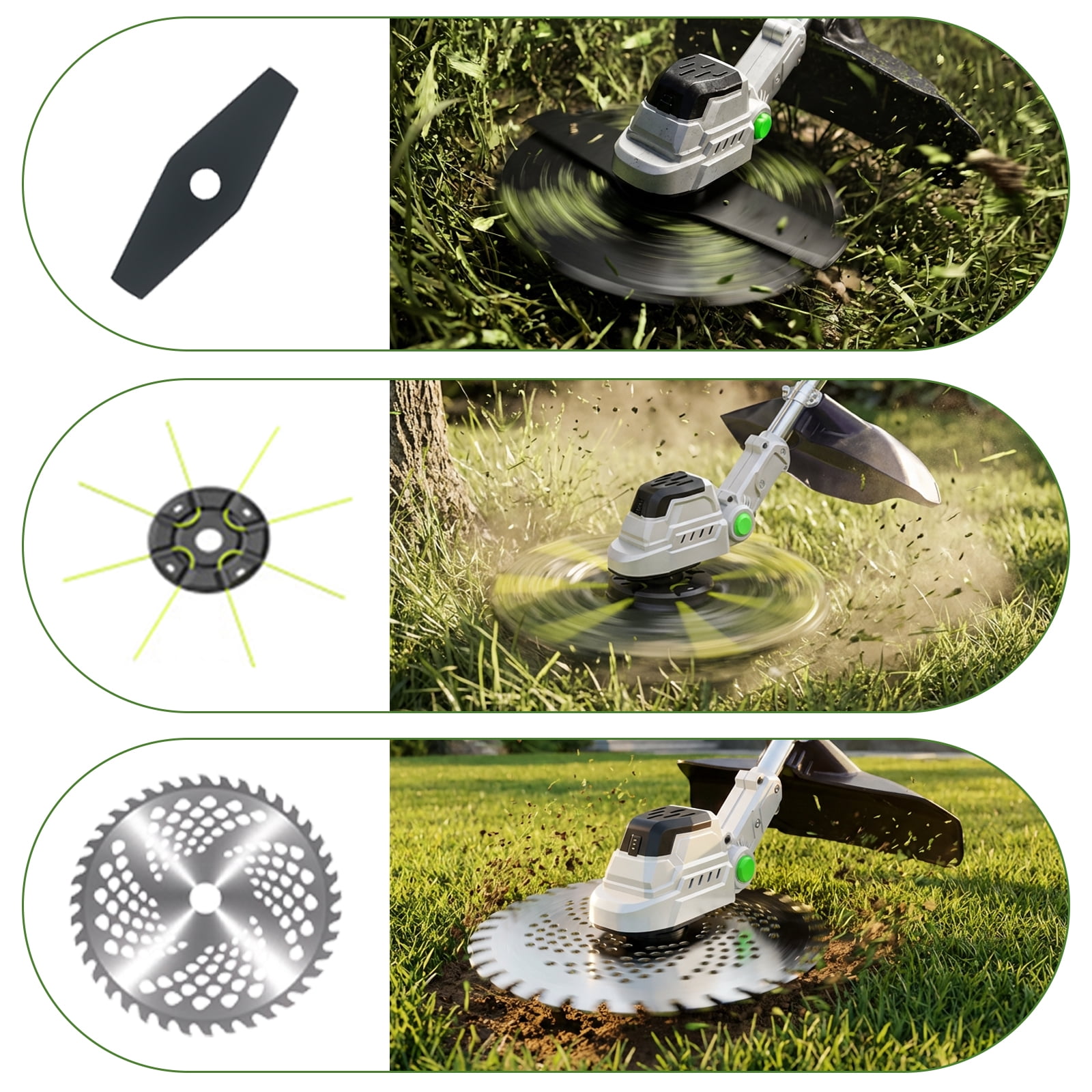 Paddsun Weed Eater, 21V 9 inch Blades Electric Cordless Weed Wacker Brushless Motor String Trimmer Lawn Tool Cordless Cutter Mower