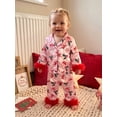 thumbnail image 4 of RUINIXCW Kids Toddler Baby Girl Christmas Silk Stain Pajamas Set Spring Fall Winter PJS Sleepwear Long Sleeve Button Down Collar Shirt Tops Pants Set, 4 of 10