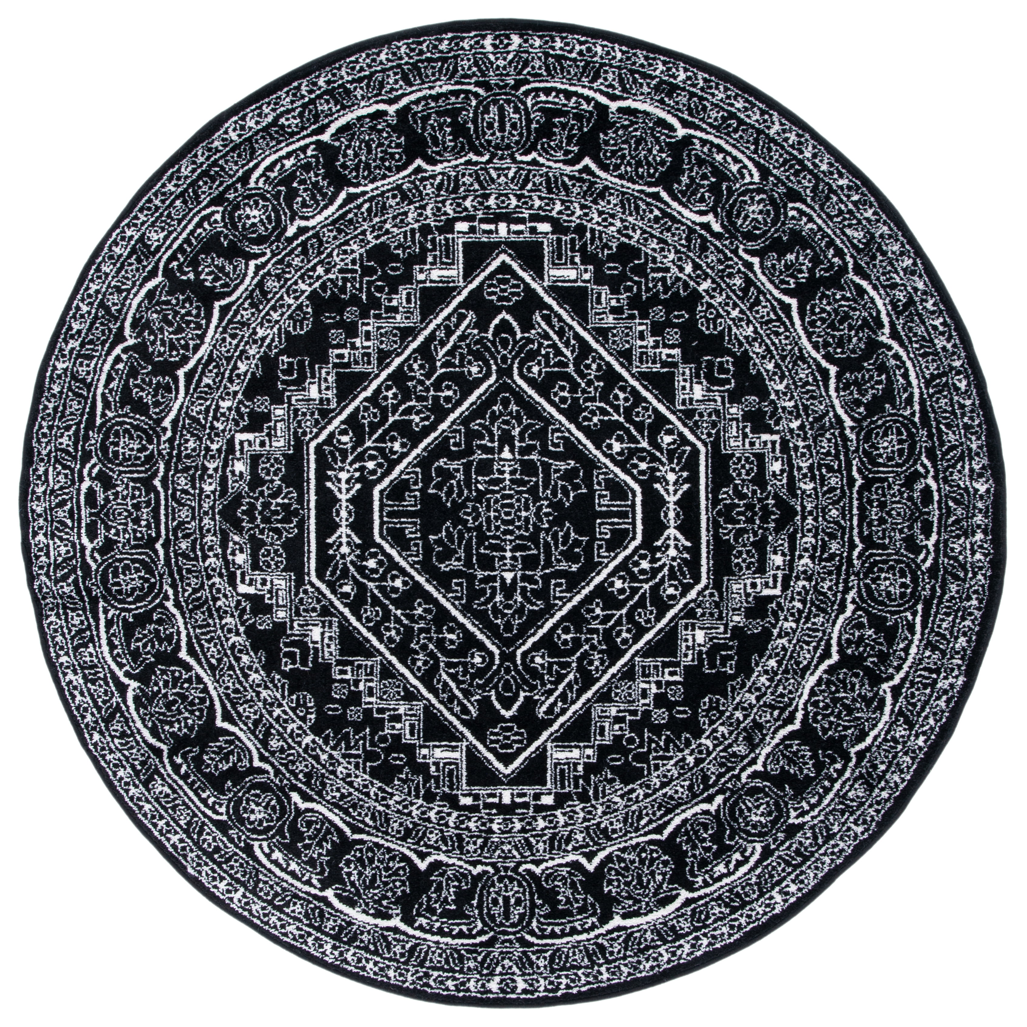 Safavieh Adirondack Xavier Oriental Area Rug, Black/Ivory, 4' x 4' Round