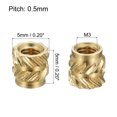 thumbnail image 2 of Uxcell Knurled Insert Nut M3 x 5mm L x 5mm OD Female Thread Brass Embedding Nut 120 Pack, 2 of 5