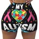 thumbnail image 2 of Balery I Love My Autism Pantalones cortos de entrenamiento estampados para mujer, sin costuras, ajustados, para gimnasio, yoga, correr, deportes, ejercicio activo, fitness.-XX-Large, 2 of 8