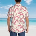 thumbnail image 4 of Sikiie pink Octopus Print Men's Hawaiian Shirt, Summer Beach Button Pocket Short Sleeve T-Shirt,X-Large, 4 of 7