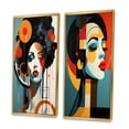 thumbnail image 3 of Designart "Geometric Art Deco Portrait of Grace I" Fashion Woman Framed Wall Art Set Of 2 - Glam Red Gallery Wall Frame Set For Home Decor, 3 of 6